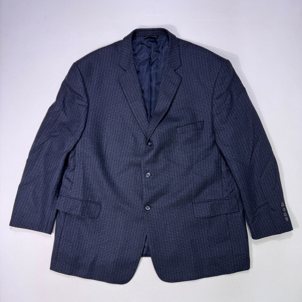 Joseph & Feiss 100% Lambswool Blazer Sport Coat Blue Check 3 Button 50R Casual